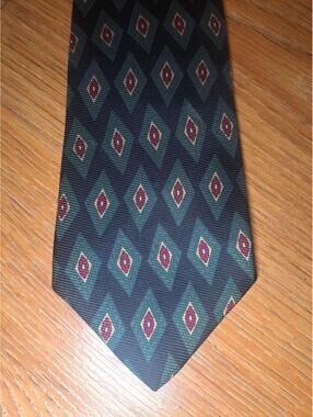 VINTAGE Polo Ralph Lauren Silk Tie Blue Geometric Handmade